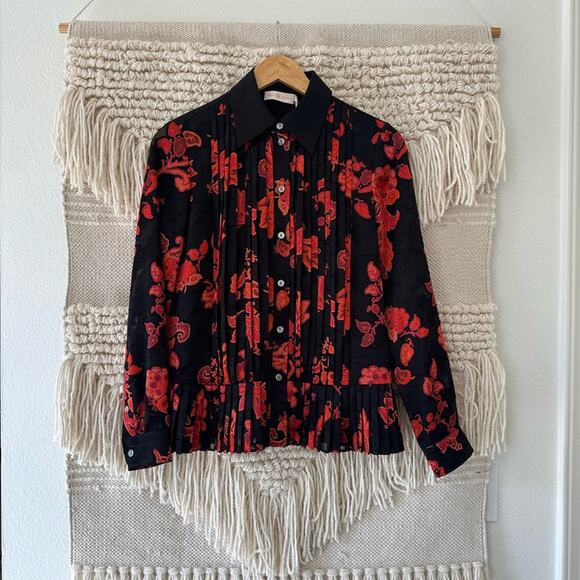 NWT: Tory Burch Printed Pleated Shirt - Picture 1 of 9